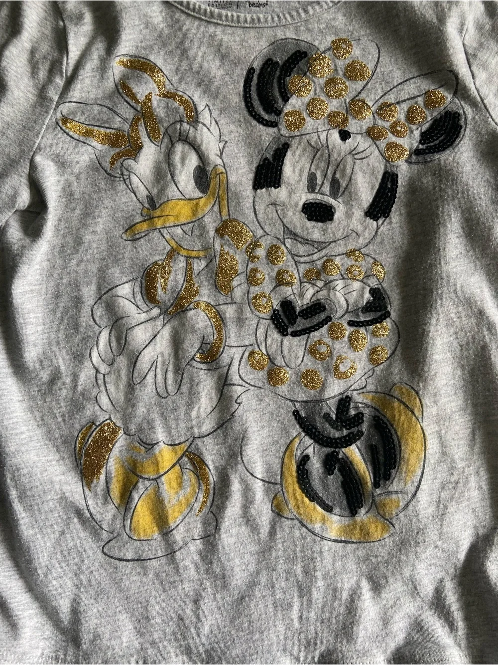 Disney Jumping Beans Minnie & Daisy Glitter Grey Ruffle Top Size 7